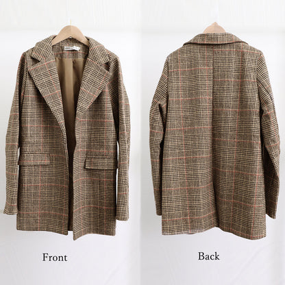 羽織るだけで今っぽい グレンチェックジャケット レディース 韓国風