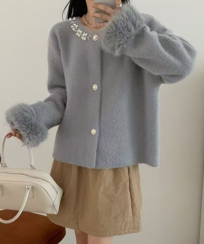 モヘアニットカーディガンファージャケット