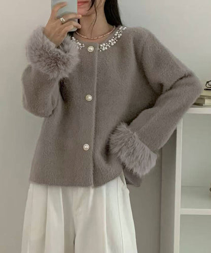 モヘアニットカーディガンファージャケット