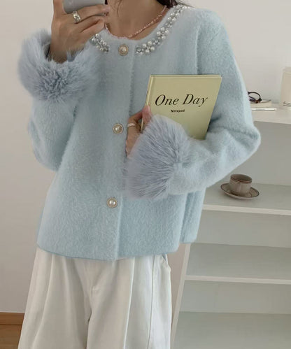 モヘアニットカーディガンファージャケット