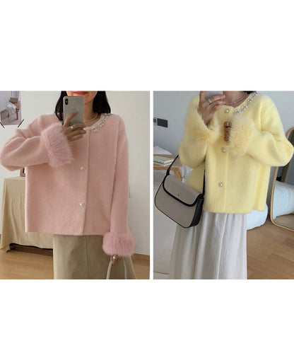 モヘアニットカーディガンファージャケット